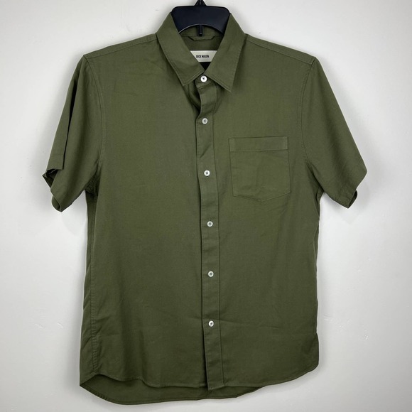 Buck Mason Palm Vintage Camp Cotton Button Down Army Green Shirt Mens Size: M - Picture 1 of 7